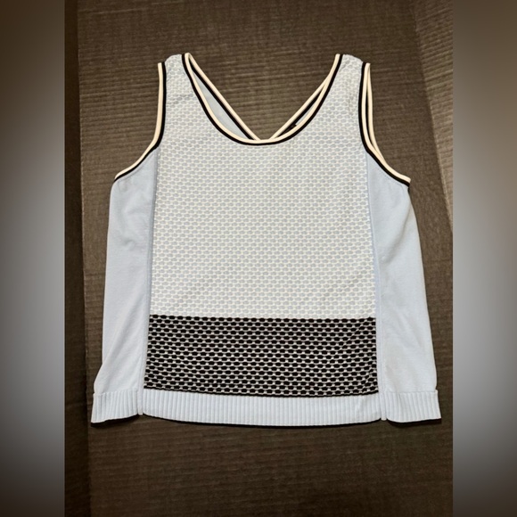 🚨LAST CHANCE BOGO FREE🚨 Carlisle White and Blue Sailor Collar Ribbed Tank Top - Picture 1 of 6